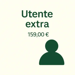 Grafica dell’opzione Utente Extra al costo di 159,00 €, pensata per aggiungere un nuovo operatore a un gestionale per associazioni no profit e organizzazioni del terzo settore.